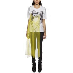 QUETSCHE Abstract Overlay T-Shirt Women WHITE T-Shirts & Tops
